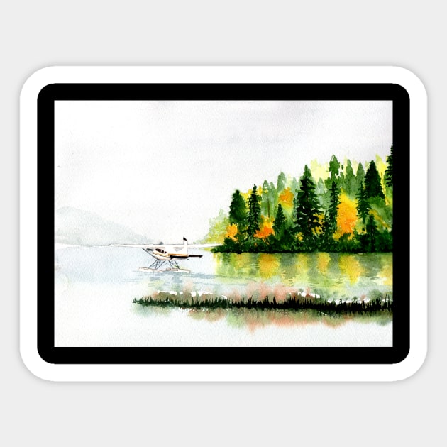 Float Plane in Fog, Pacific Northwest Sticker by MMcBuck